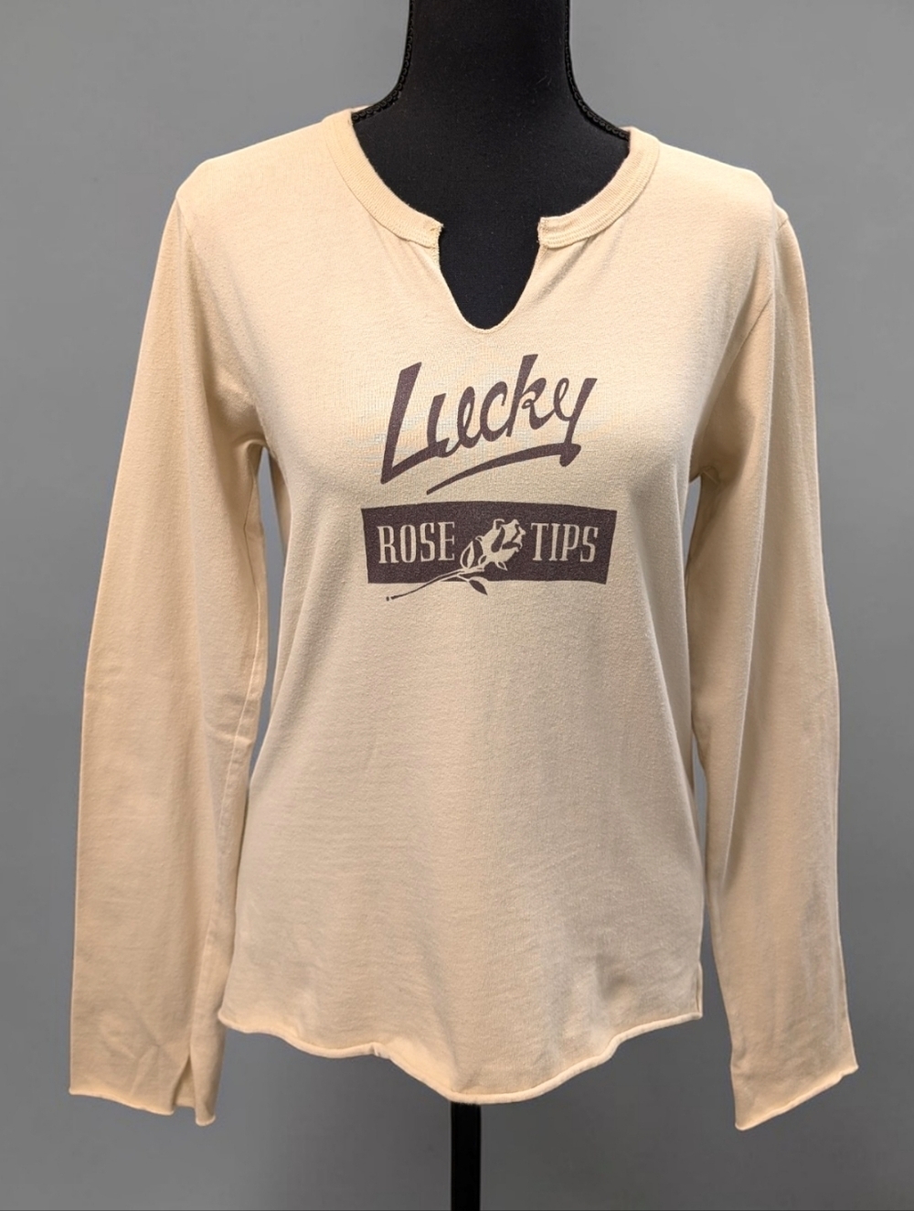 Lucky Brand Cream Long-Sleeve Graphic Notch-Neck Tee
